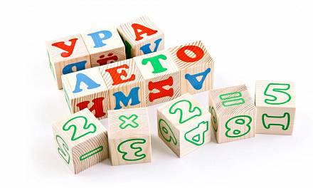 Набор из 20-и кубиков - Алфавит с цифрами, русский 